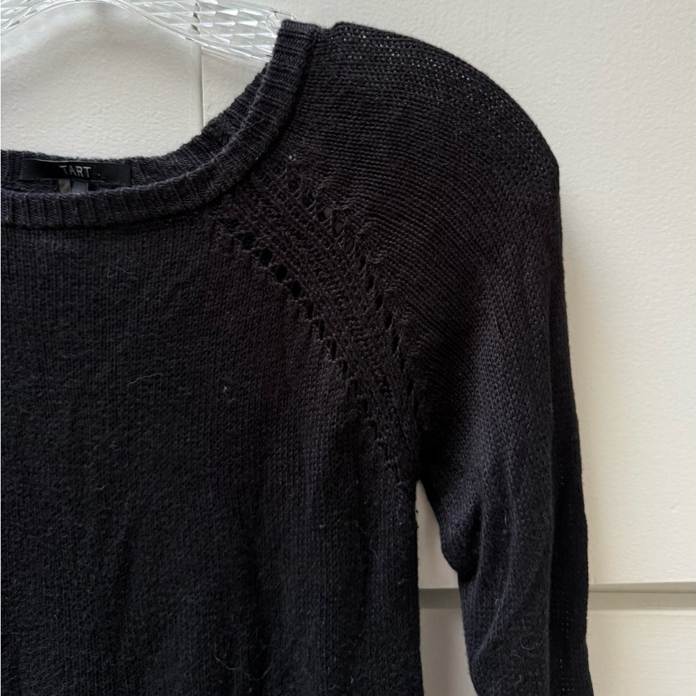 Tart Women's Elegant Black Crew Neck Sweater with Gorgeous Detailing in Size XS